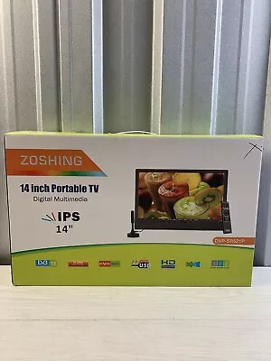 Zoshing DVP-SR521P 14 Inch Portable TV Full HD 12 Volts IPS DVB T2 Multimedia • £99.99