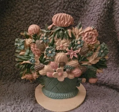 Vintage Cast Iron  Doorstop Floral Basket • $29.99