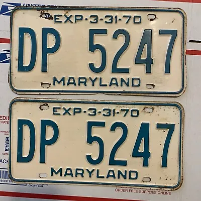 Vintage 1970 Maryland Car Tag License Plates • $34.90