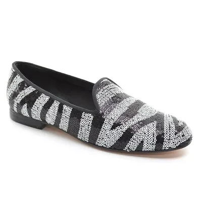 $69.99 • Buy Womens Zalo Gentry Ballet Flats 8 M Black White Sequin Loafers Shoes New In Box
