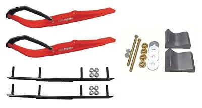 C&A Pro Red Razor Snowmobile Skis W/ 6  Round Bars Complete Kit • $368.02