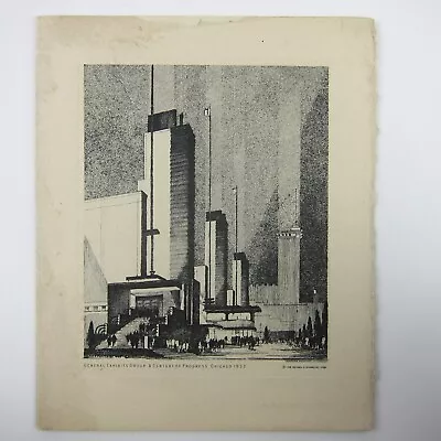 Leon Rene Pescheret Etching Vintage 1933 Chicago World's Fair General Exhibits • $29.99