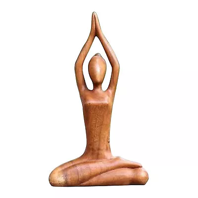 Wooden Yoga Meditation Statue Handmade Abstract Yoga Pose Sculpture Wood Carving • $35.30