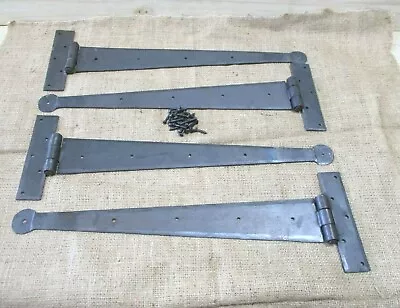 4 Ex Large Strap T Hinges 18  Tee Hand Forged Gate Barn Rustic Medieval Iron  • $99.99