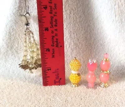 4 Vintage Handmade Dollhouse Miniature Bead Lights - 3 Lamps & 1 Chandelier • $17.99