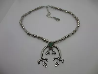 Beautiful Vtg Navajo Sterling Hand Tooled Bench Bead Naja Pendant Necklace-nr! • $49.99