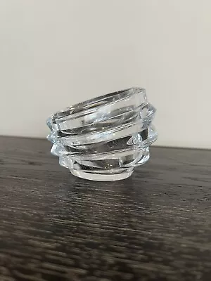 Orrefors Sweden ECO Candle Holder Bowl Clear Ribbed Crystal Signed • $15