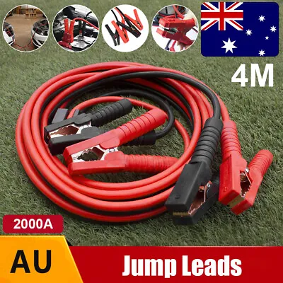 4M 2000AMP Heavy Duty Jump Leads Car Van Battery Starter Booster Cables Jumper • $23.78