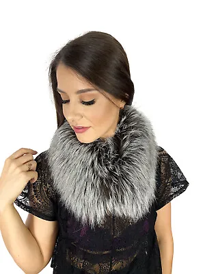 £133.65 • Buy Silver Fox Fur Scarf 24  (60 Cm) Natural Silver Saga Fur Collar Stole