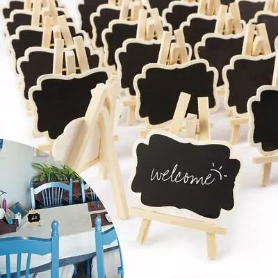 £10.49 • Buy 1/10 Mini Wooden Blackboard Wedding Party Chalkboard Sign Message Table Stand UK