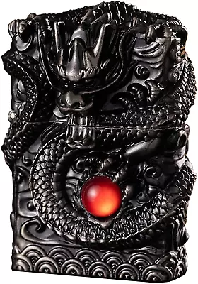 Cool Lighters Windproof Carving Dragon Antique Lighter Reusable Kerosene Grind • $41.94