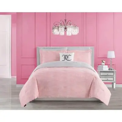 Juicy Couture Comforters Reversible Microfiber Graphic Pink/Gray Queen 8-Pcs • $156.04