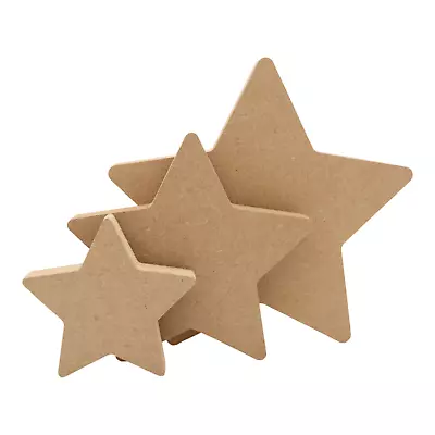 Freestanding MDF Stars 18mm Thick Wooden Shape Craft 10cm - 20cm Or A Set Of 3 • £3.08