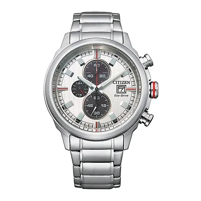 Citizen Brycen Eco-Drive Men's Silver Chronograph Watch 43MM CA0736-54A • $135.99
