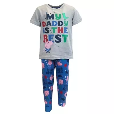 £7.95 • Buy Boys Blue George Pig Cotton Pyjamas  My Daddy Is The Best  Sizes 18m- 5year