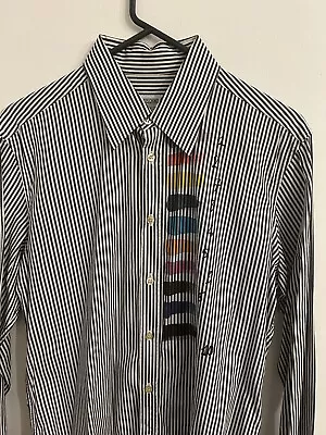 Vintage Moschino Shirt Men’s  Gray Stripe Hand Painted Shirt Archival • $299