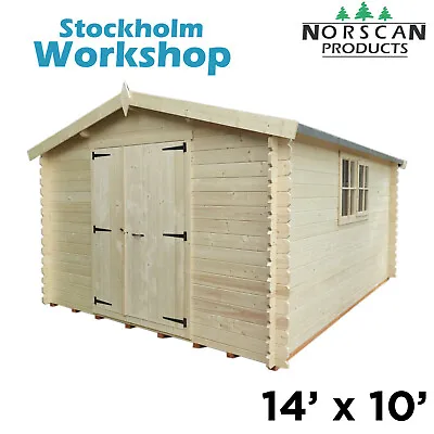 14' X 10' 28mm Log Cabin Workshop Shed Garden Building • £2149