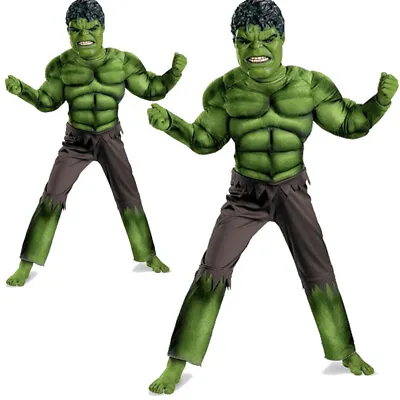 Kids The Avengers Hulk Muscle Cosplay Costume Boys Fancy Dress Halloween Outfits • $23.99