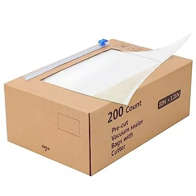 200 Vacuum Sealer Bags With Cutter 8 X12  Quart Compatible With All Vac Machines • $27.72