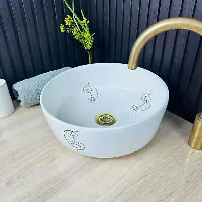 Moroccan White Simple Design Bathroom Vessel Sink Handcrafted Artisan Sink • $190