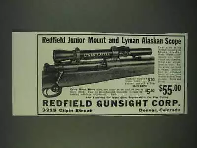 1940 Redfield Junior Mount And Lyman Alaskan Scope Ad • $19.99