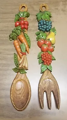 Mid Century Spoon & Fork Set Fruit & Vegetable  Kitchen Wall Decor Hard Plastic  • $25