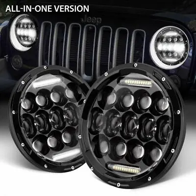 Pair 7 Inch LED Headlights 150W Round Kit For Jeep Wrangler TJ JK CJ 1997-2018 • $85.99