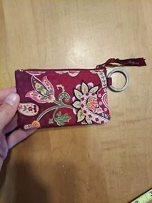 Vera Bradley Pink Red Burgundy Paisley ID Coin Change Purse Wallet AUTHENTIC • $13.61