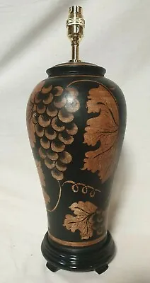 £39.99 • Buy Handpainted Terracotta  Thai Grape Blossom Table Lamp Black