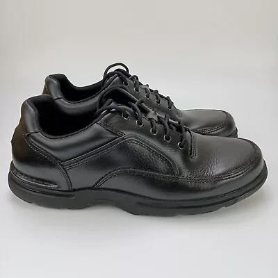 Size 13 W Rockport Men's Eureka Walking Shoe K71218 Black Leather Low Top Casual • $29.90