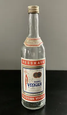 Vintage Russkaya Russian Vodka Empty Glass Bottle - Soviet USSR Import W- Labels • $41.90