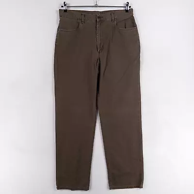 DKNY Mens 34 X 32 Straight Leg Pants Brown 100% Cotton 5 Pocket Casual • $14.43