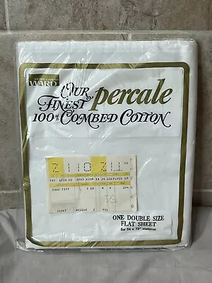 Montgomery Ward Vintage Percale Combed Cotton White Double Size Flat Sheet- New • $12