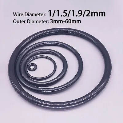 Nitrile Rubber O Ring Seals  1/1.5/1.9/2mm Wire Diameter 3mm-60mm Outer Dia • £1.91