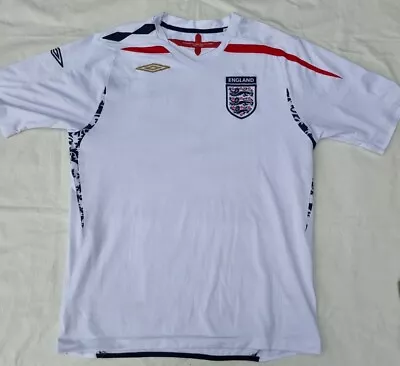 England Umbro White Home Shirt 2007 - 2009 Short Sleeve LARGE *Pls Read* • £12.99