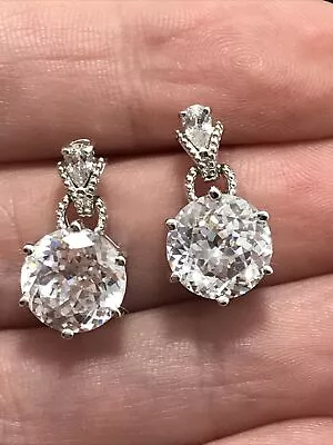 Charles Winston  925 Sterling Silver  White Diamond  CZ's Pierced Earrings • $89.99