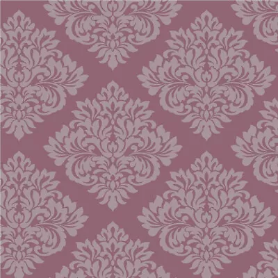 Fine Decor Decorline Plum Purple Silver Glitter Sparkle Damask Wallpaper DL40208 • £7.95