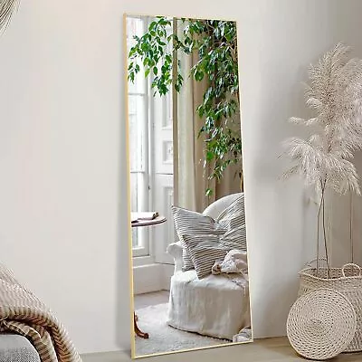 Sweetcrispy 59 X16  Mirror Floor Standing Body Wall Mirror With Stand Gold • $44.59