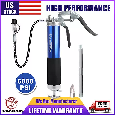 Heavy Duty 6000psi Grease Gun Pistol Grip With Flex Hose Manual 14oz Cartridge • $27.99