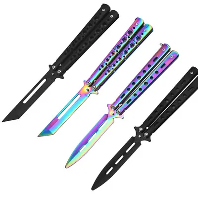 Rainbow Butterfly Knife Comb Metal Folding Practice Trainer Training Tool AU • $9.99