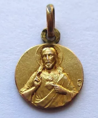 Small Vintage Antique Gold Filled Virgin Mary Jesus Sacred Heart Medal Charm • $13.99