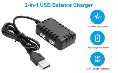 2-in-1 USB Balance Charger Cable 1A With XH-3P Connector For LiPo Battery RC Car • $11.30