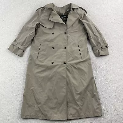 VINTAGE London Fog Trench Coat Womens 10 Beige Flannel Lined Button Up Made USA • $31.10