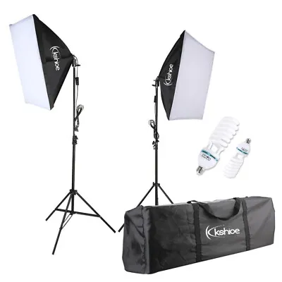 2x 135W Photo Studio Softbox Kit Continuous Lighting Video Light Soft Box Stand • £35.95