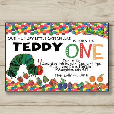 £6 • Buy The Very Hungry Caterpillar Birthday Party Invitation - A6 With Envelopes 