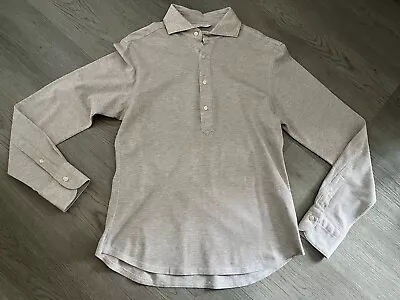 SUITSUPPLY Mens Beige Egyptian Cotton Melange Polo Shirt Size 15 / 38 Extra Slim • £24.95