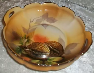 Noritake Vintage Hand Painted Walnut Shells Nuts Porcelain Serving Bowl Japan • $30.40