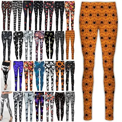 £10.99 • Buy Womens Halloween Jeggings Cobweb Spider Spooky Scary Moon Bats Print Leggings