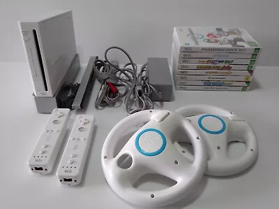 Nintendo Wii Console Bundle - 2 Controllers 8 Games Tested & Working RVL-001 • $99