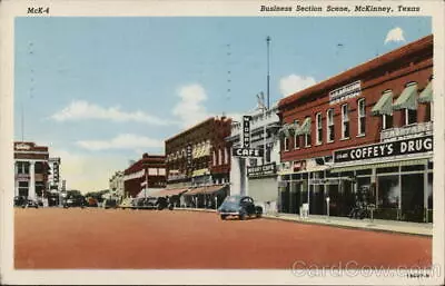 1946 McKinneyTX Business Section Scene Collin County Texas Dallas Post Card Co. • $12.99